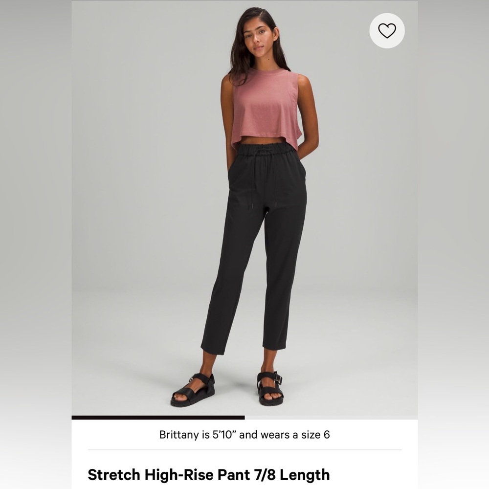 Lululemon stretch high rise pant 7/8 length- size 4, black